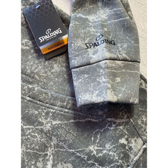 Spalding Men’s SMALL Marble Gray Print Fleece Pullover Hoodie - Picture 3 of 9